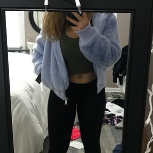 Forever 21 Faux Fur Jacket- Light Blue